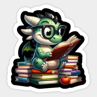 Dragon Reading Book Sticker